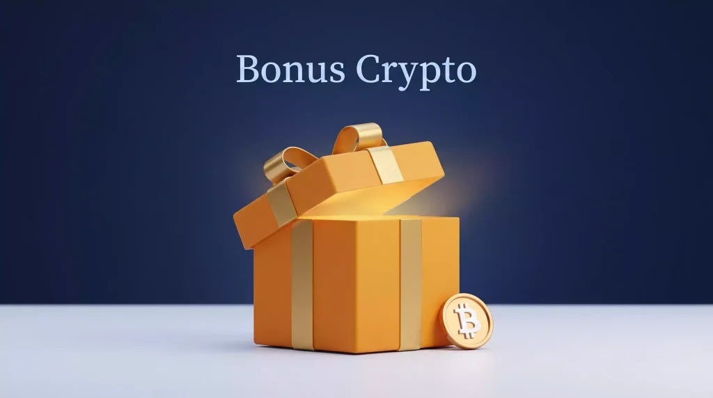 Bonus scommesse Bitcoin: simbolo regalo con icona Bitcoin arancione