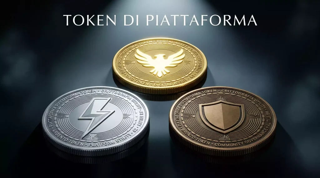 Token piattaforma scommesse crypto: gettoni digitali BCD e FUN su sfondo tech
